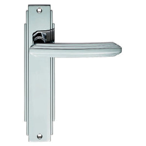 Art Deco Lever On Backplate - Latch - Polished Chrome 205 x 45mm