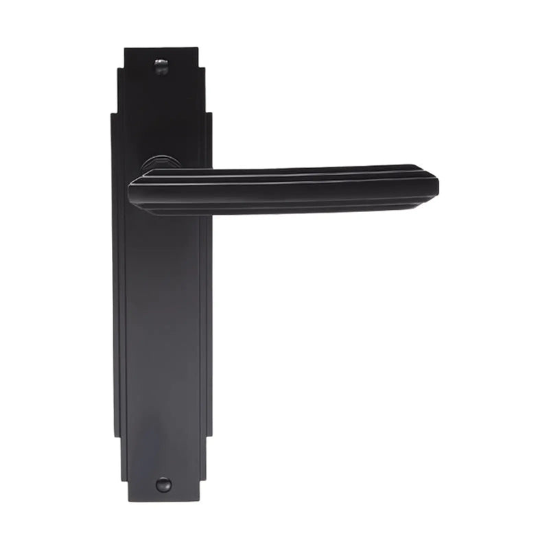 Art Deco Lever On Backplate - Latch - Matt Black