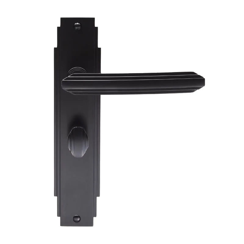 Art Deco Lever On Backplate - Bathroom 57Mm C/C - Matt Black