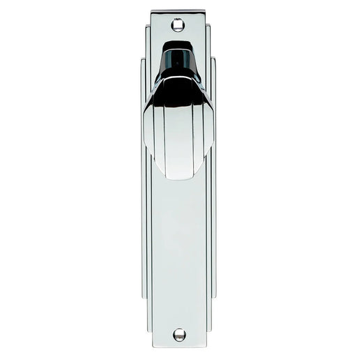 Art Deco Knob On Backplate - Latch - Polished Chrome 205 x 45mm