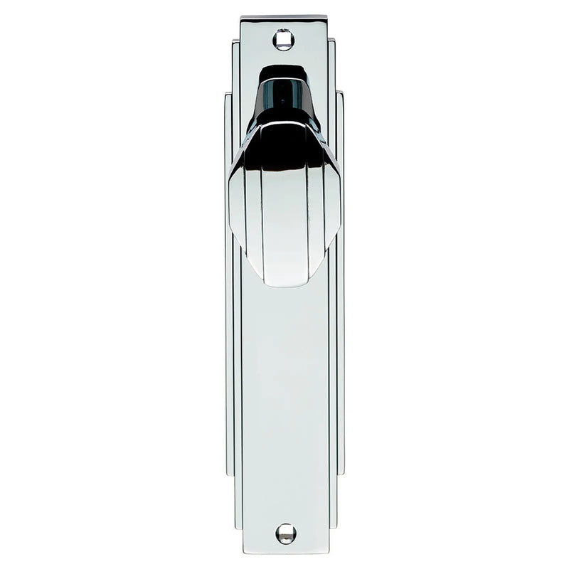 Art Deco Knob On Backplate - Latch - Polished Chrome 205 x 45mm