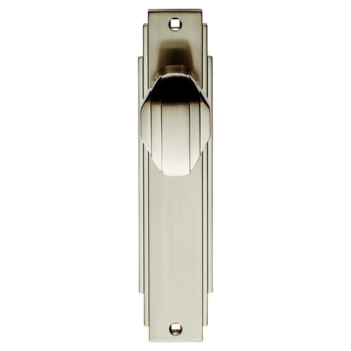 Art Deco Knob On Backplate - Latch - Satin Nickel 205 x 45mm