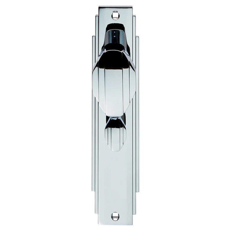 Art Deco Knob On Backplate - Bathroom 57Mm C/C - Polished Chrome 205 x 45mm