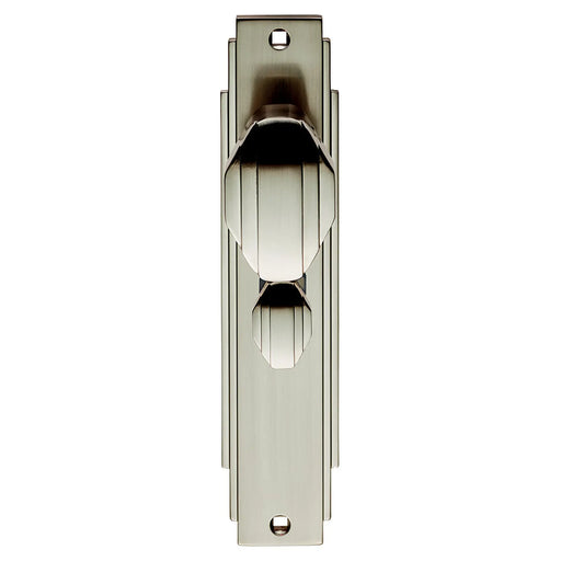 Art Deco Knob On Backplate - Bathroom 57Mm C/C - Satin Nickel 205 x 45mm