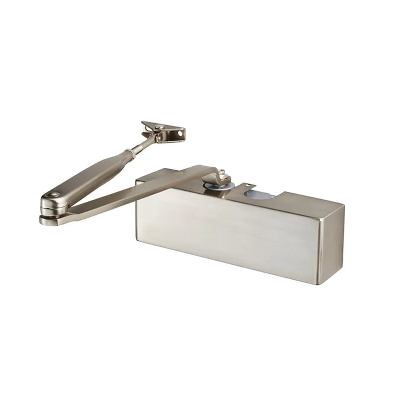 Overhead Door Closer En 2-4 By Template C/W Backcheck & Fig 6 Bracket - Satin Nickel - Satin Nickel Plated