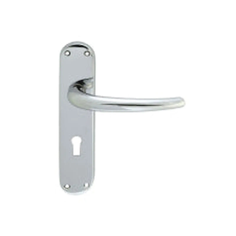 Lilla Lever On Backplate - Lock 57Mm C/C Cro (Polished Chrome) - Polished Chrome 185MM X 40MM