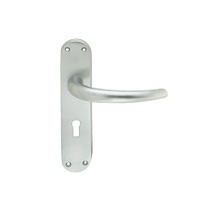 Lilla Lever On Backplate - Lock 57Mm C/C Csa (Satin Chrome) - Satin Chrome 185MM X 40MM