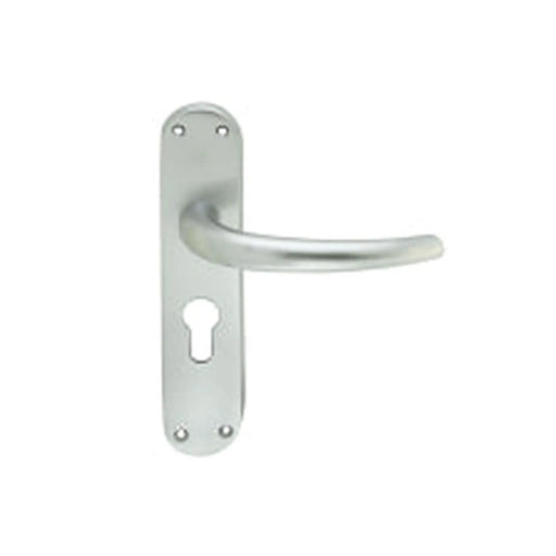 Lilla Lever On Backplate - Lock Euro Profile 47.5Mm C/C Csa (Satin Chrome) - Satin Chrome 185MM X 40MM