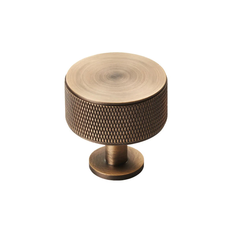 Knurled Cabinet Radio Knob - Antique Brass