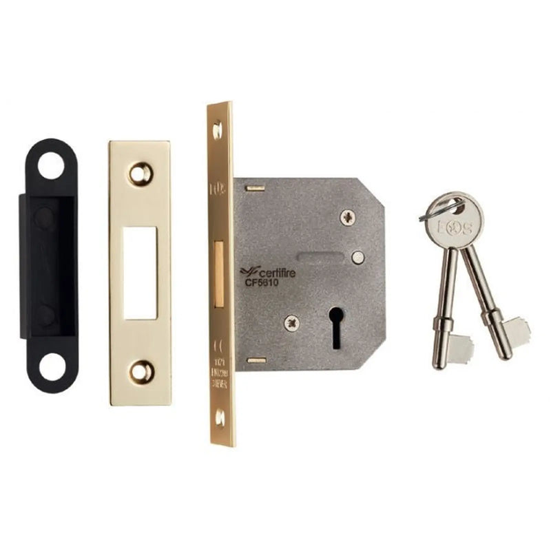 Stax 64Mm Dead Lock - 3 Lever - Square - Electro Brassed