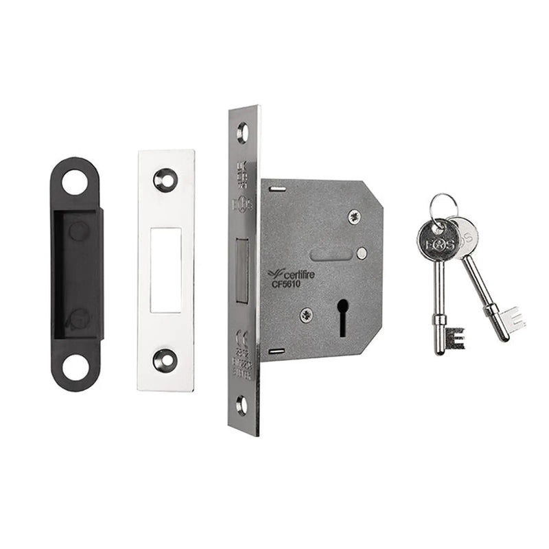 Stax 64Mm Dead Lock - 3 Lever - Square - Nickel Plated