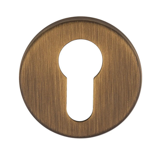 Escutcheon - Euro Profile - Push-On Round Rose Bgo (Brushed Bronze Matt) - Antique Brass