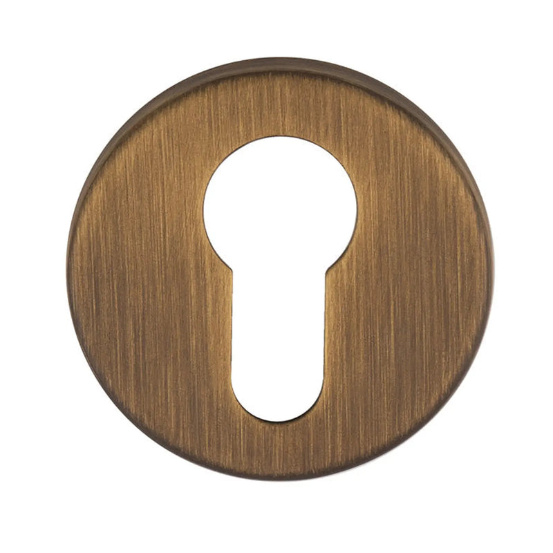 Escutcheon - Euro Profile - Push-On Round Rose Bgo (Brushed Bronze Matt) - Antique Brass