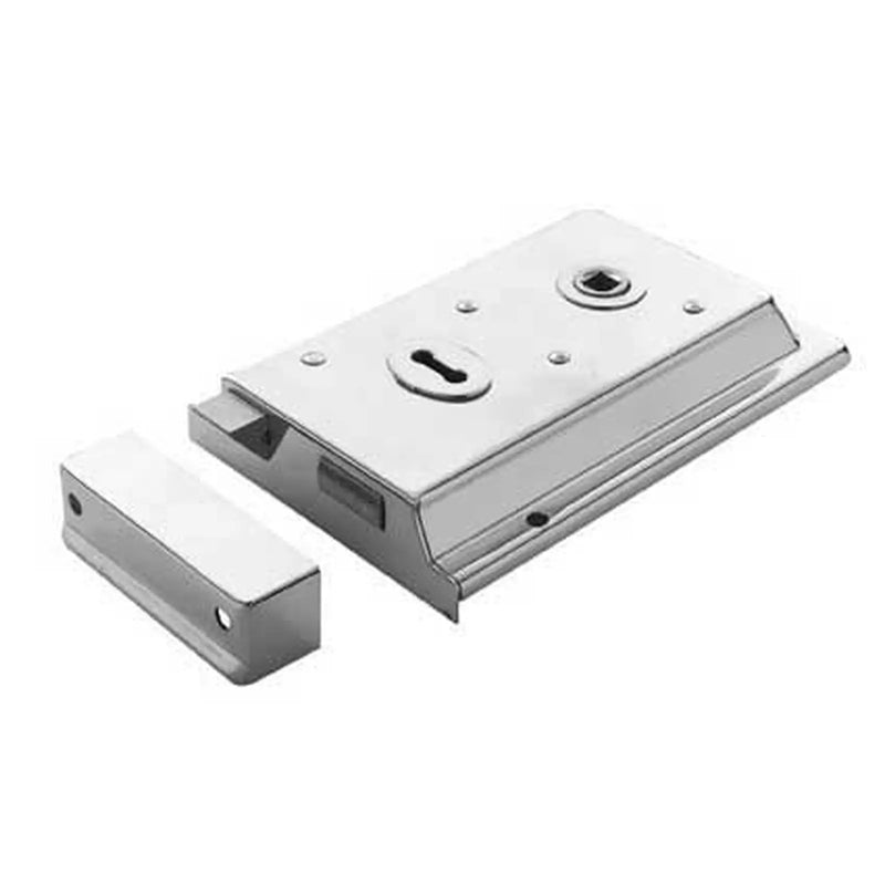 Stax 6 X 4" Rim Lock - Dual Handed C/W 2 Keys - Polished Chrome