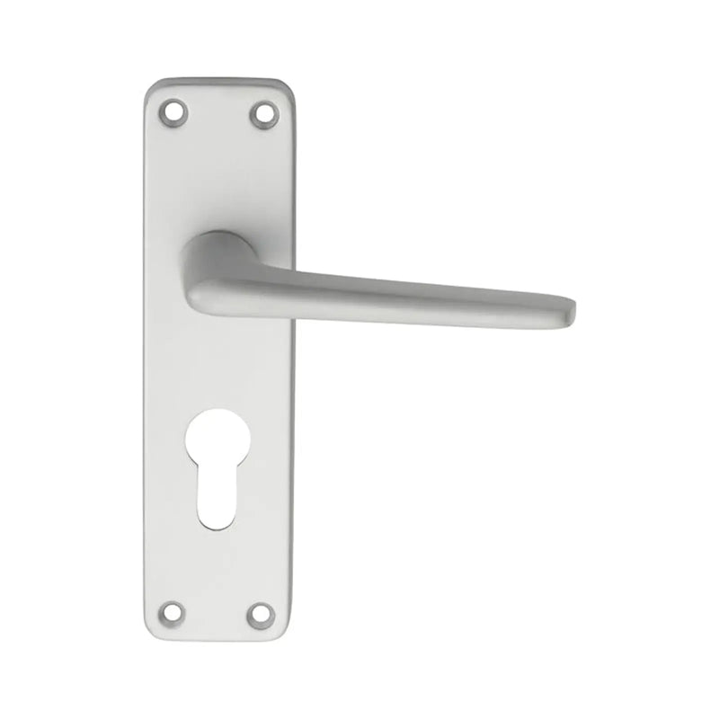 Aluminium Lever On Backplate - Lock Euro Profile 47.5Mm C/C - Satin Anodised Aluminium 154MM X 40MM