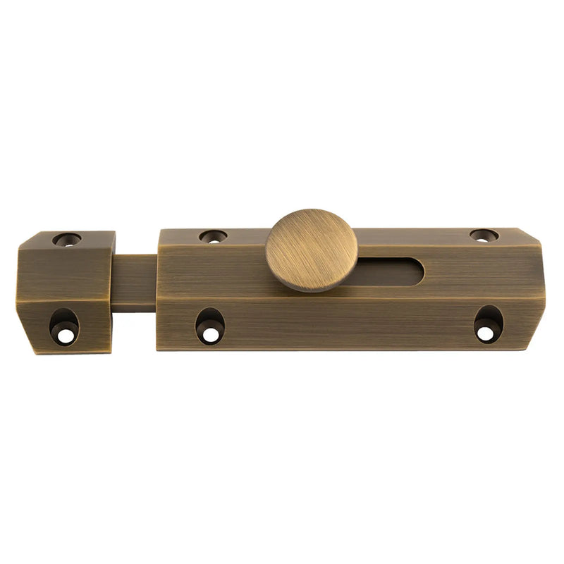 Stax 102 X 36Mm Surface Bolt C/W Keep Flat & Angled Mortice Keeps - Antique Brass