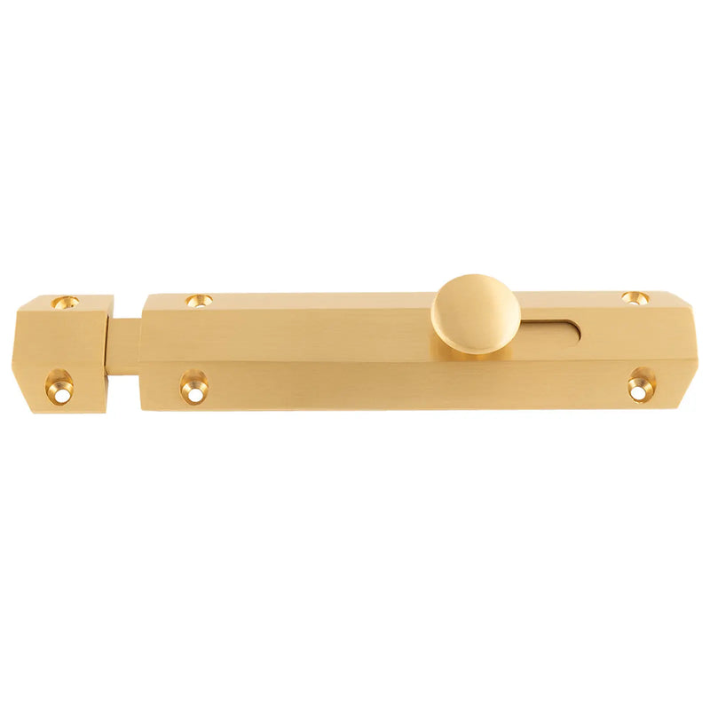 Stax 152 X 36Mm Surface Bolt C/W Keep Flat & Angled Mortice Keeps - Satin Brass