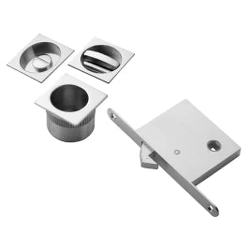 Sliding Door Square Roses With Wc Turn C/W Flush Pull & Lock Otl (Polished Brass) - Polished Brass