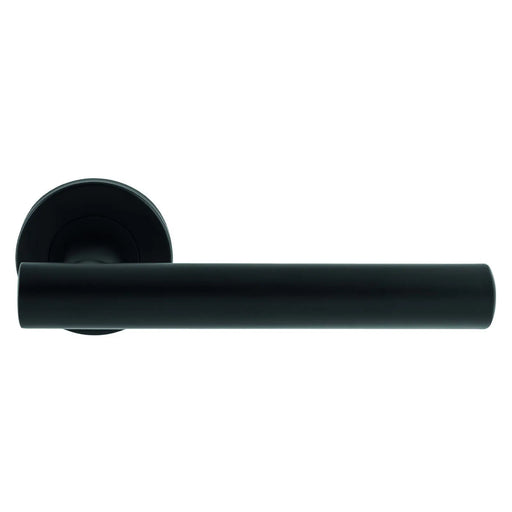 Philadelphia Lever On Sprung Push-On Round Rose - Matt Black