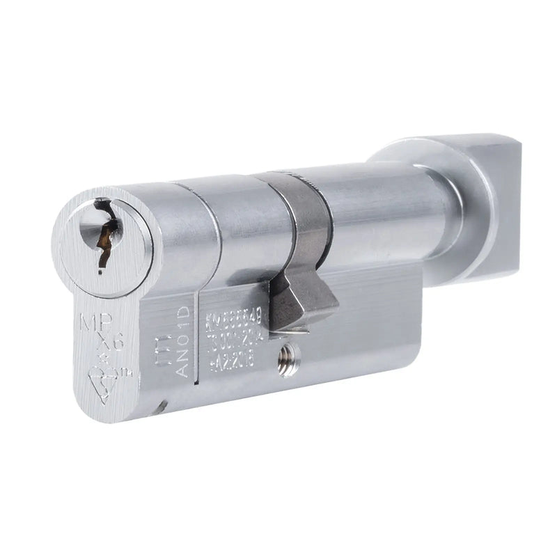 Mpx6 70Mm Euro Cylinder & Turn- Ktd - Satin Chrome