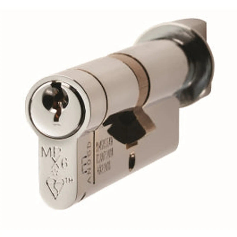 Mpx6 80Mm Euro Cylinder & Turn- Ktd - Polished Chrome