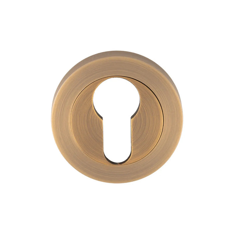 Escutcheon - Euro Profile - Screw-On Round Rose - Antique Brass