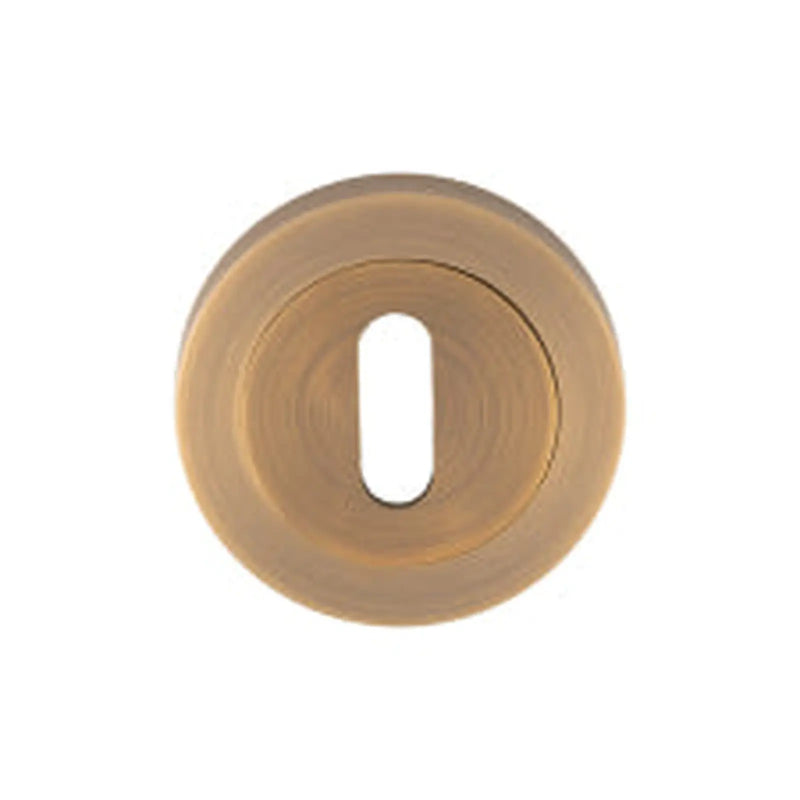 Escutcheon - Lock Profile - Screw-On Round Rose - Antique Brass