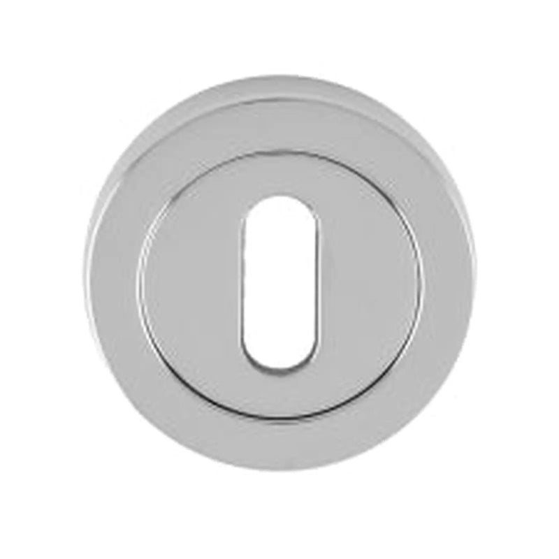 Escutcheon - Lock Profile - Screw-On Round Rose - Polished Chrome