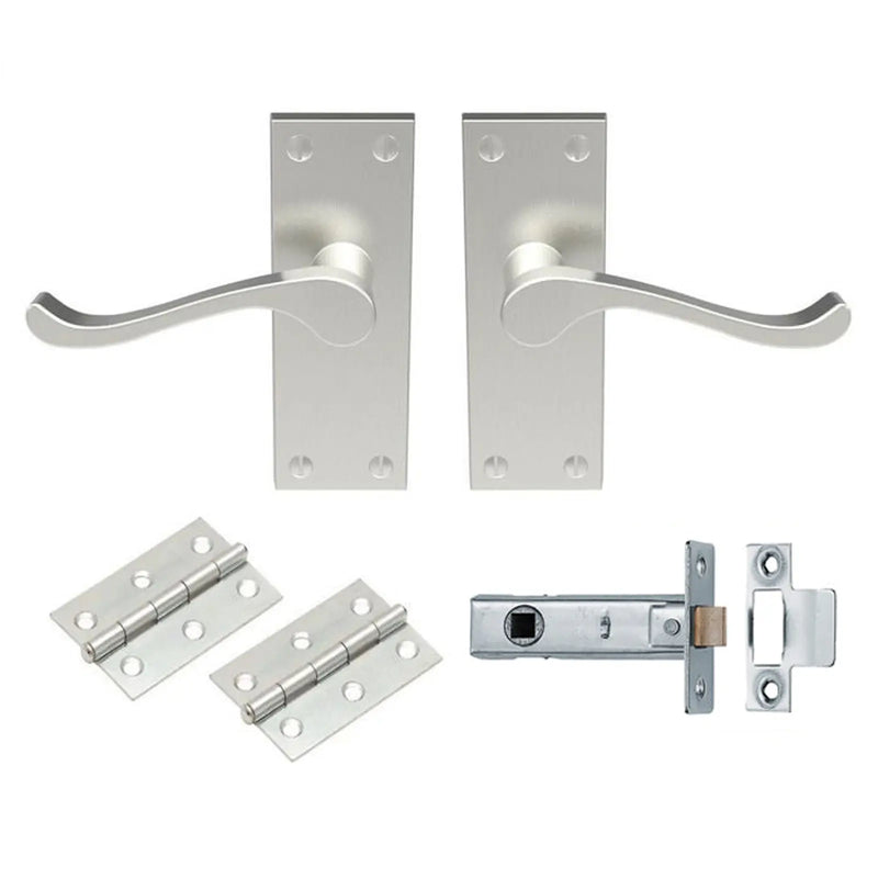 Contract Victorian Scroll Latch Pack - Satin Nickel 118 X 40