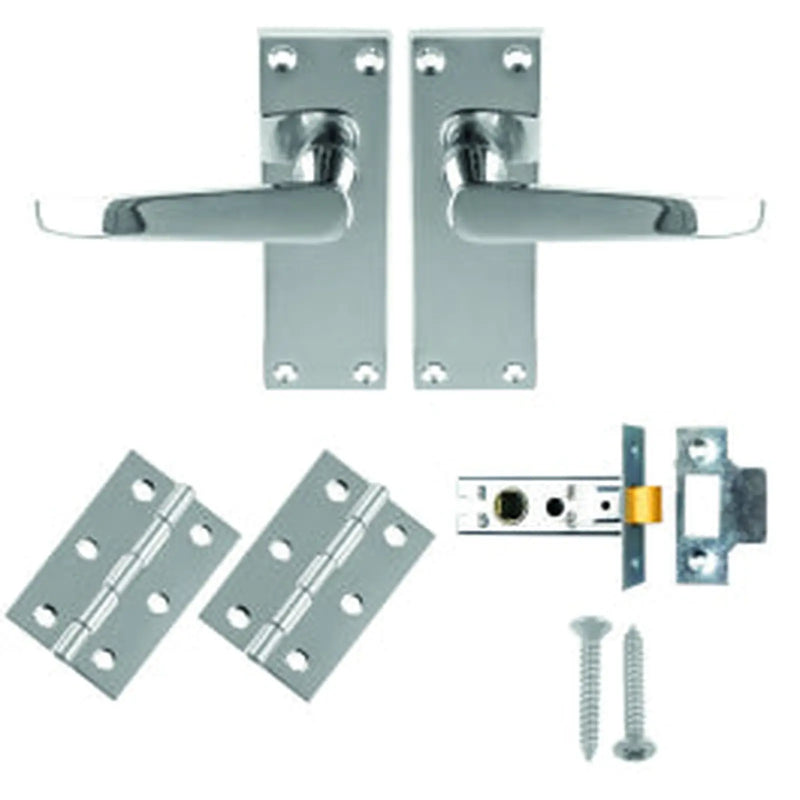 Contract Victorian Straight Latch Pack - Polished Chrome 118 X 40MM