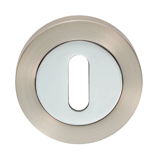 Escutcheon - Lock Profile On Concealed Fix Round Rose - Satin Nickel/Polished Chrome 52 x 8