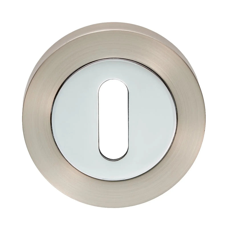 Escutcheon - Lock Profile On Concealed Fix Round Rose - Satin Nickel/Polished Chrome 52 x 8