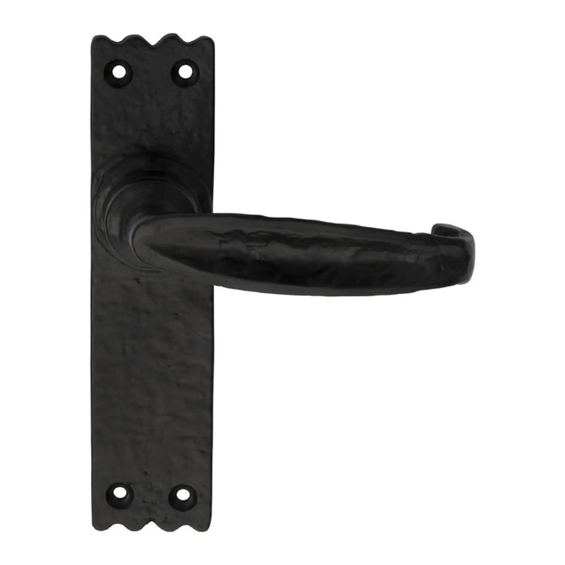 Slimline V Lever On Face-Fix Backplate - Latch - Black Antique 152mm x 38mm