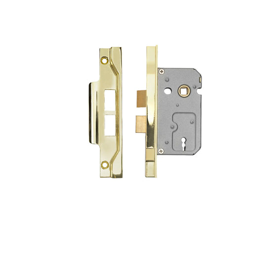 Stax 64Mm Sash Lock - 2 Lever - 57Mm C/C - Rebated 13Mm - Electro Brassed