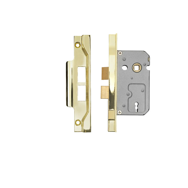 Stax 64Mm Sash Lock - 2 Lever - 57Mm C/C - Rebated 13Mm - Electro Brassed