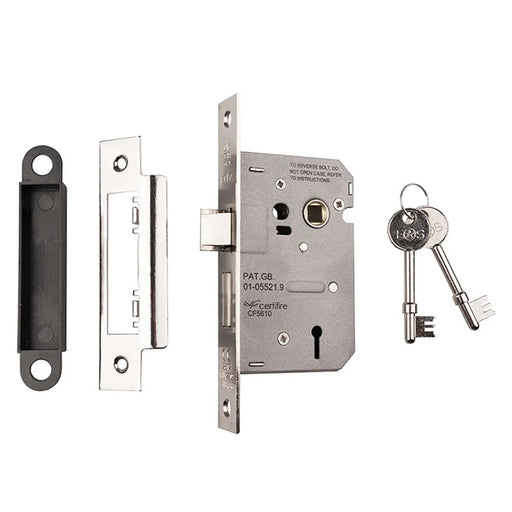 Stax 64Mm Sash Lock - 3 Lever - 57Mm C/C - Square - Nickel Plated