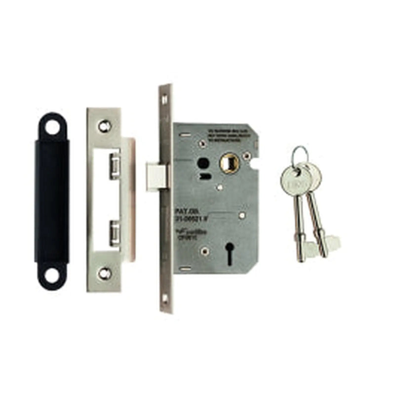 Stax 64Mm Sash Lock - 3 Lever - 57Mm C/C - Square - Satin Nickel