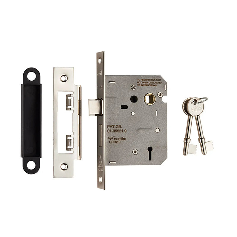 Stax 76Mm Sash Lock - 3 Lever - 57Mm C/C - Square - Retail Pack - Nickel Plated