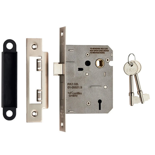 Stax 76Mm Sash Lock - 3 Lever - 57Mm C/C - Square - Satin Nickel