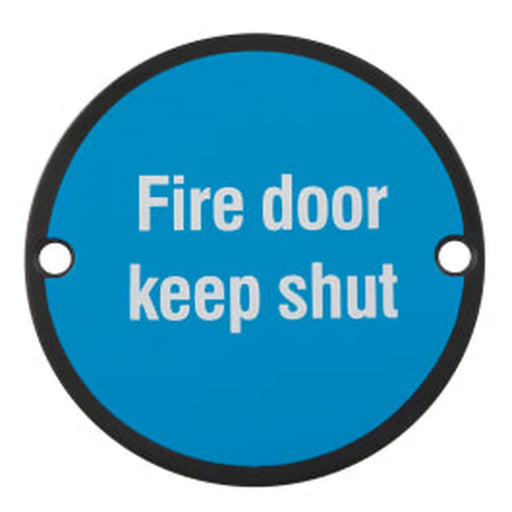 Stax 76Mm Sign - Fire Door Keep Shut - Face Fix - Matt Black