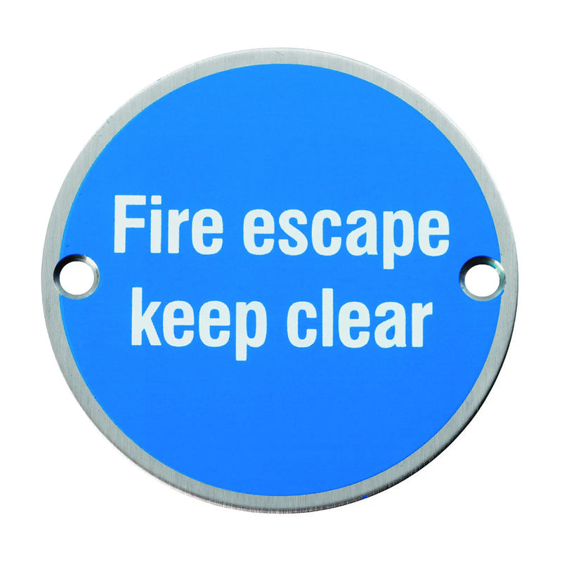 Stax 76Mm Sign - Fire Escape Keep Clear - Face Fix - Satin Stainless Steel