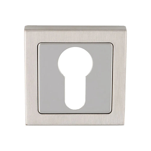 Escutcheon - Euro Profile - Push-On Square Rose - Bright Stainless Steel/Satin Stainless Steel 52 x 8