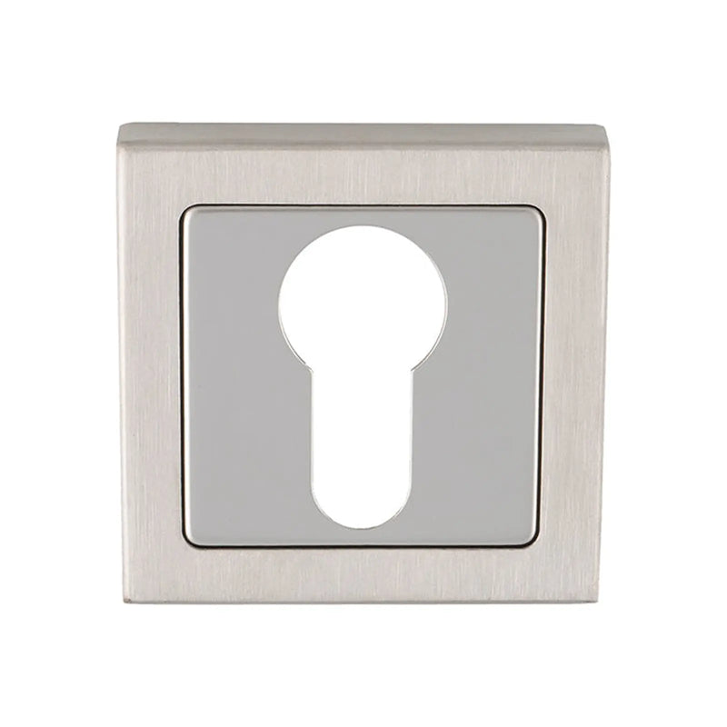 Escutcheon - Euro Profile - Push-On Square Rose - Bright Stainless Steel/Satin Stainless Steel 52 x 8
