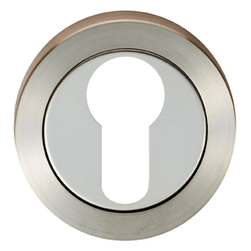 Escutcheon - Euro Profile - Screw-On Round Rose - Bright Stainless Steel/Satin Stainless Steel 52 x7