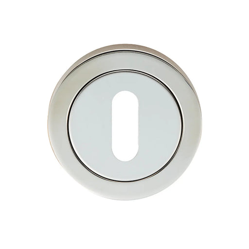 Escutcheon - Lock Profile - Screw-On Round Rose - Bright Stainless Steel 52 x 7