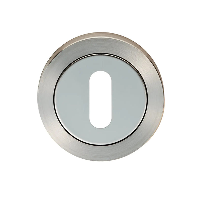 Escutcheon - Lock Profile - Screw-On Round Rose - Bright Stainless Steel/Satin Stainless Steel 52 x 7
