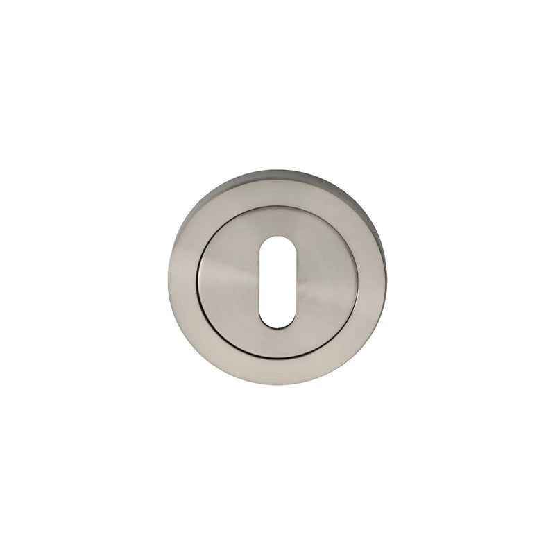 Escutcheon - Lock Profile - Screw-On Round Rose - Satin Stainless Steel 52 x 7