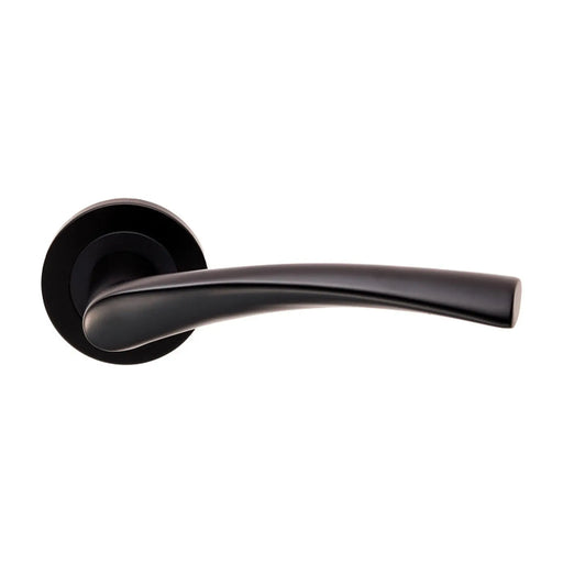 Breeze Lever On Sprung Screw-On Round Rose - Matt Black