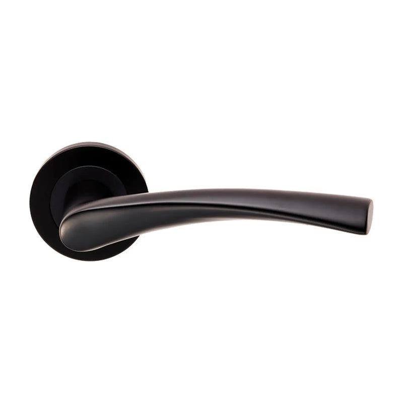Breeze Lever On Sprung Screw-On Round Rose - Matt Black