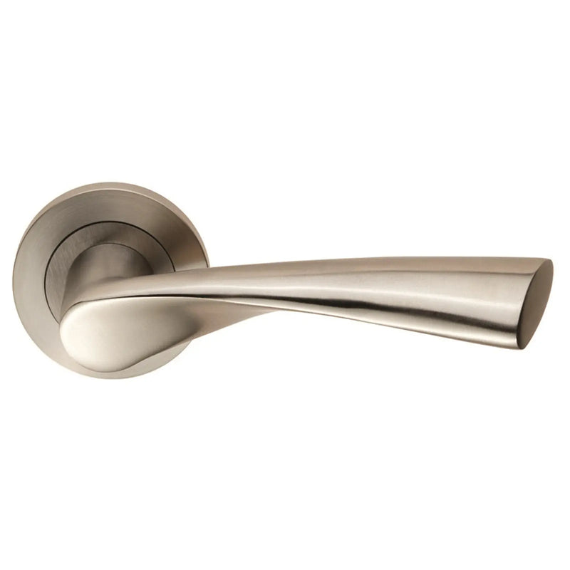 Breeze Lever On Sprung Screw-On Round Rose - Satin Stainless Steel